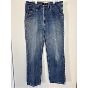 Lee Jeans Men 36x32 Blue Relaxed Fit Straight Leg High Rise Denim Y2k Workwear